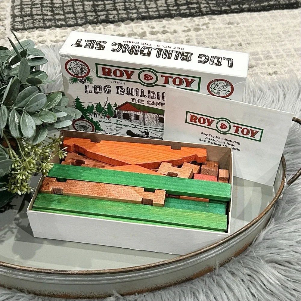 VTG Roy Toy Log Cabin Building Set 